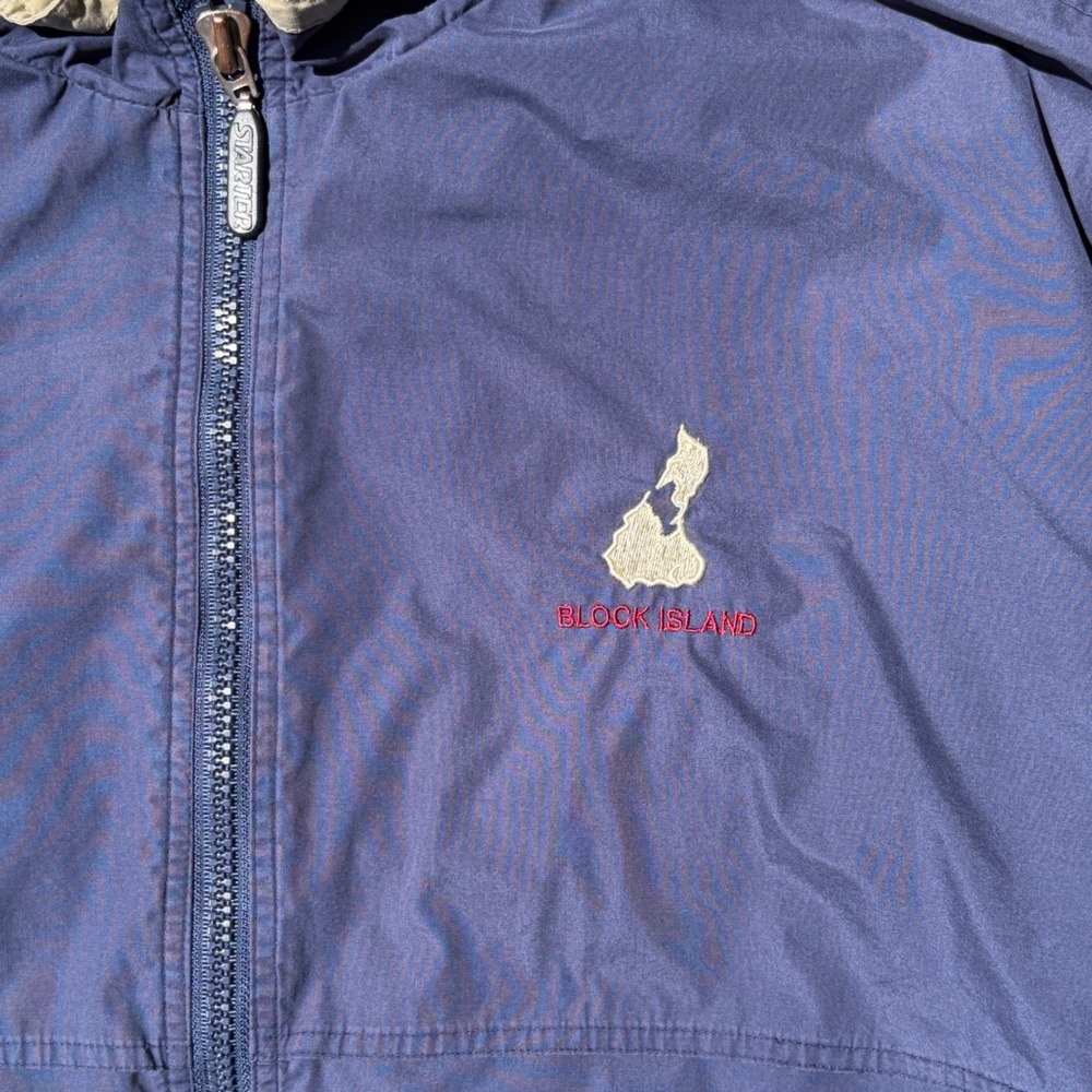 Vintage Starter Block Island Windbreaker Jacket Navy Blue XL Full Zip Korea - Picture 2 of 4